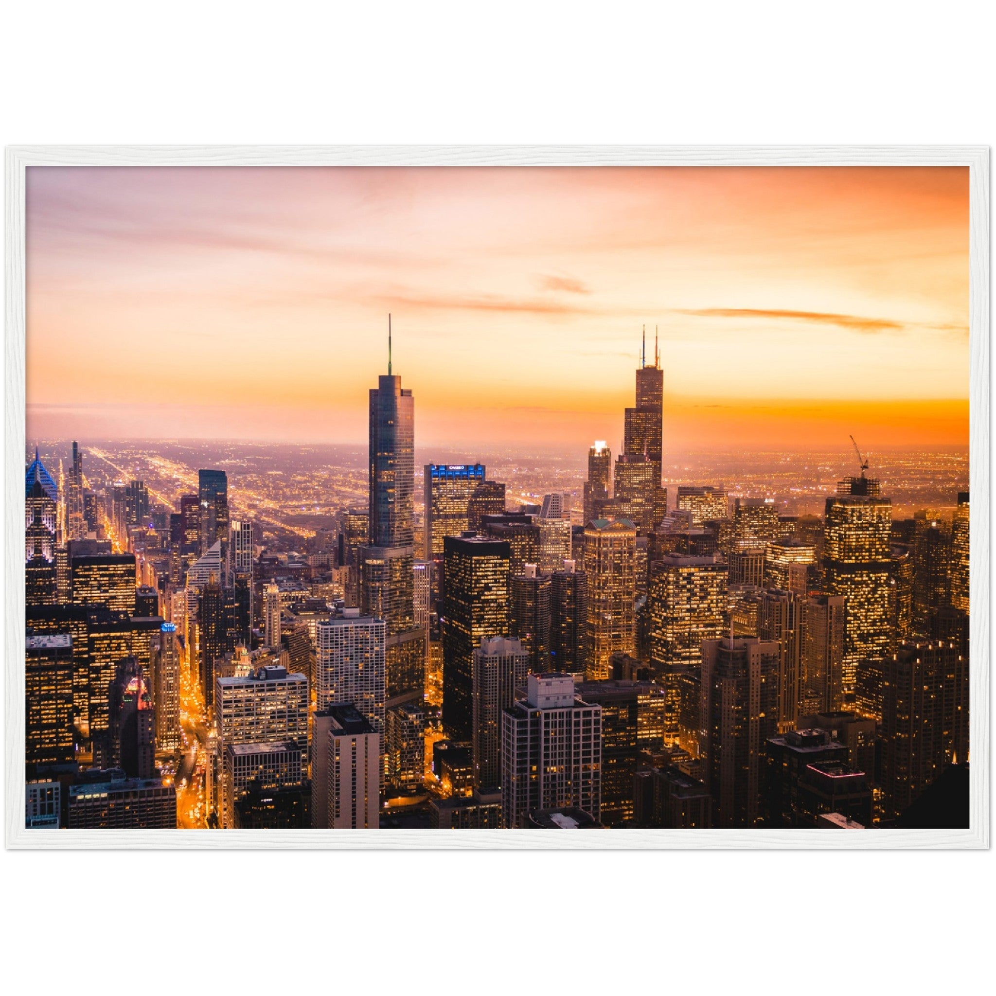 Chicago Sunset Wall Art - Luxury Art Canvas