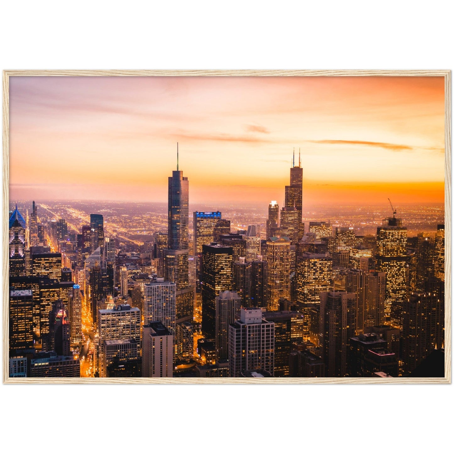 Chicago Sunset Wall Art - Luxury Art Canvas
