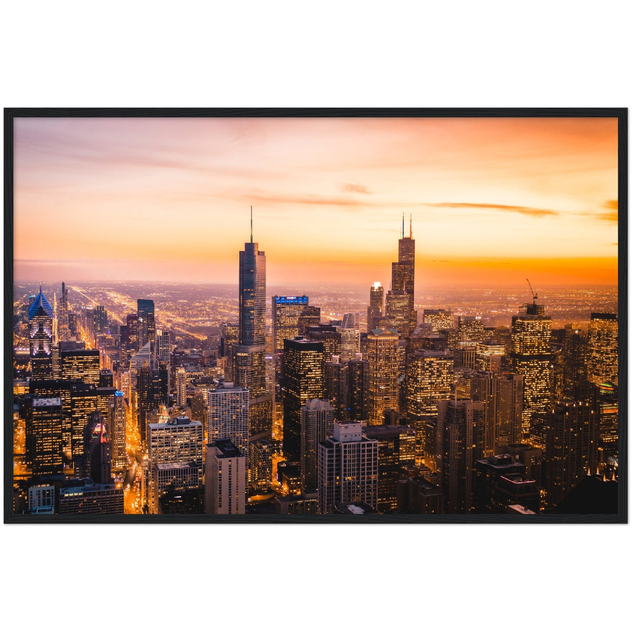 Chicago Sunset Wall Art - Luxury Art Canvas