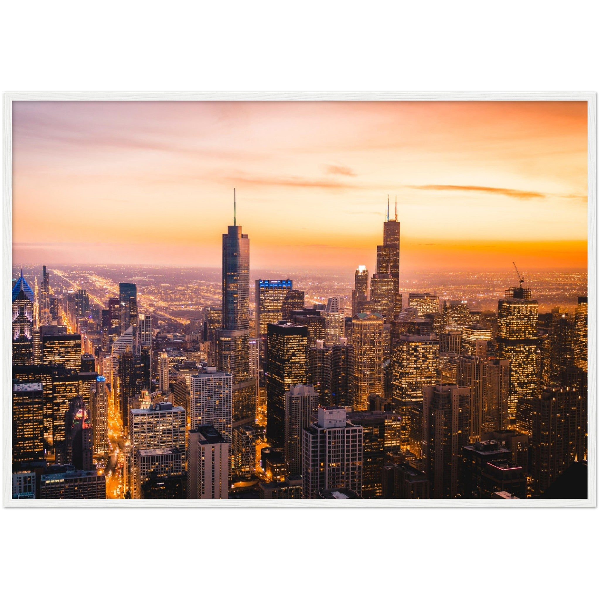 Chicago Sunset Wall Art - Luxury Art Canvas