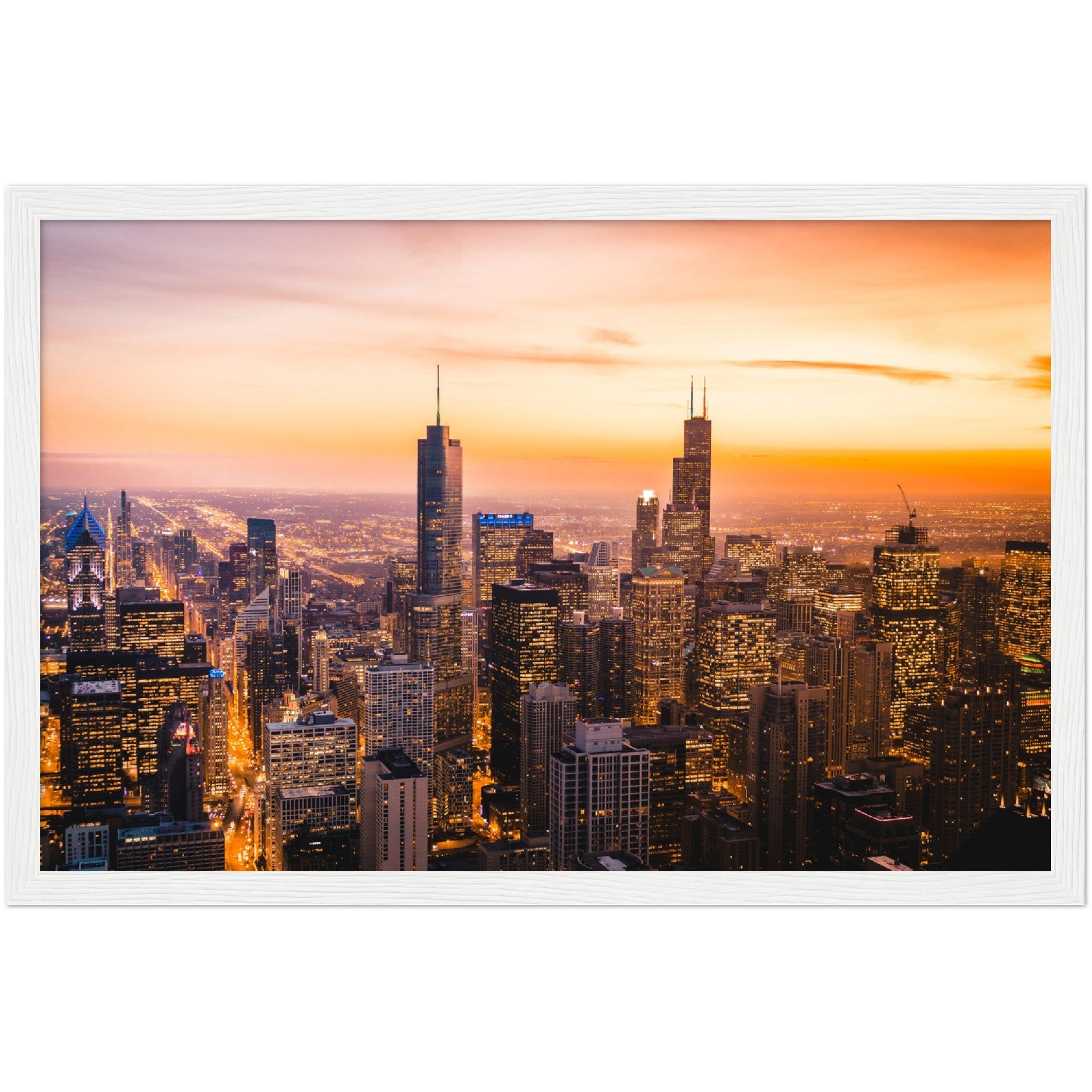 Chicago Sunset Wall Art - Luxury Art Canvas