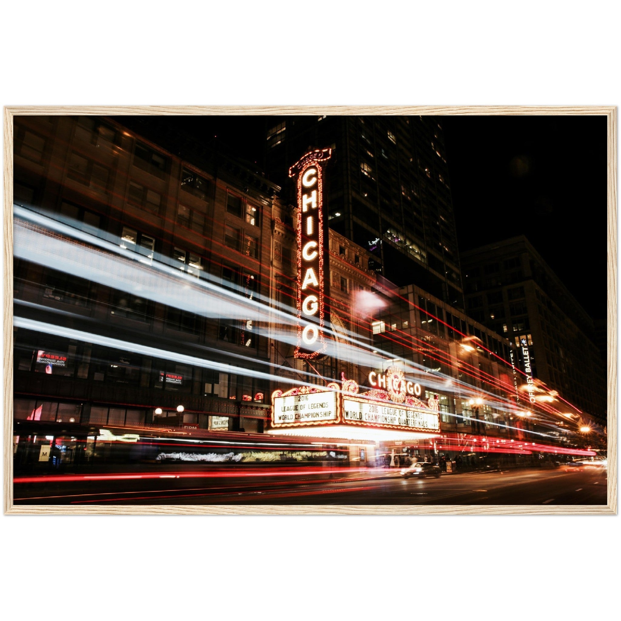 Chicago Theatre at Night Wall Art - Luxury Art Canvas