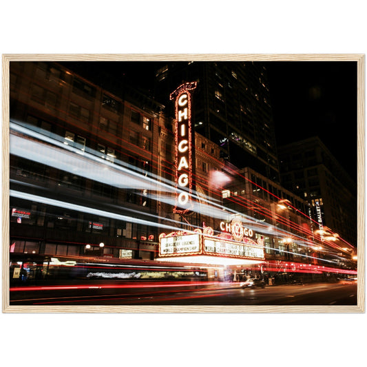 Chicago Theatre at Night Wall Art - Luxury Art Canvas