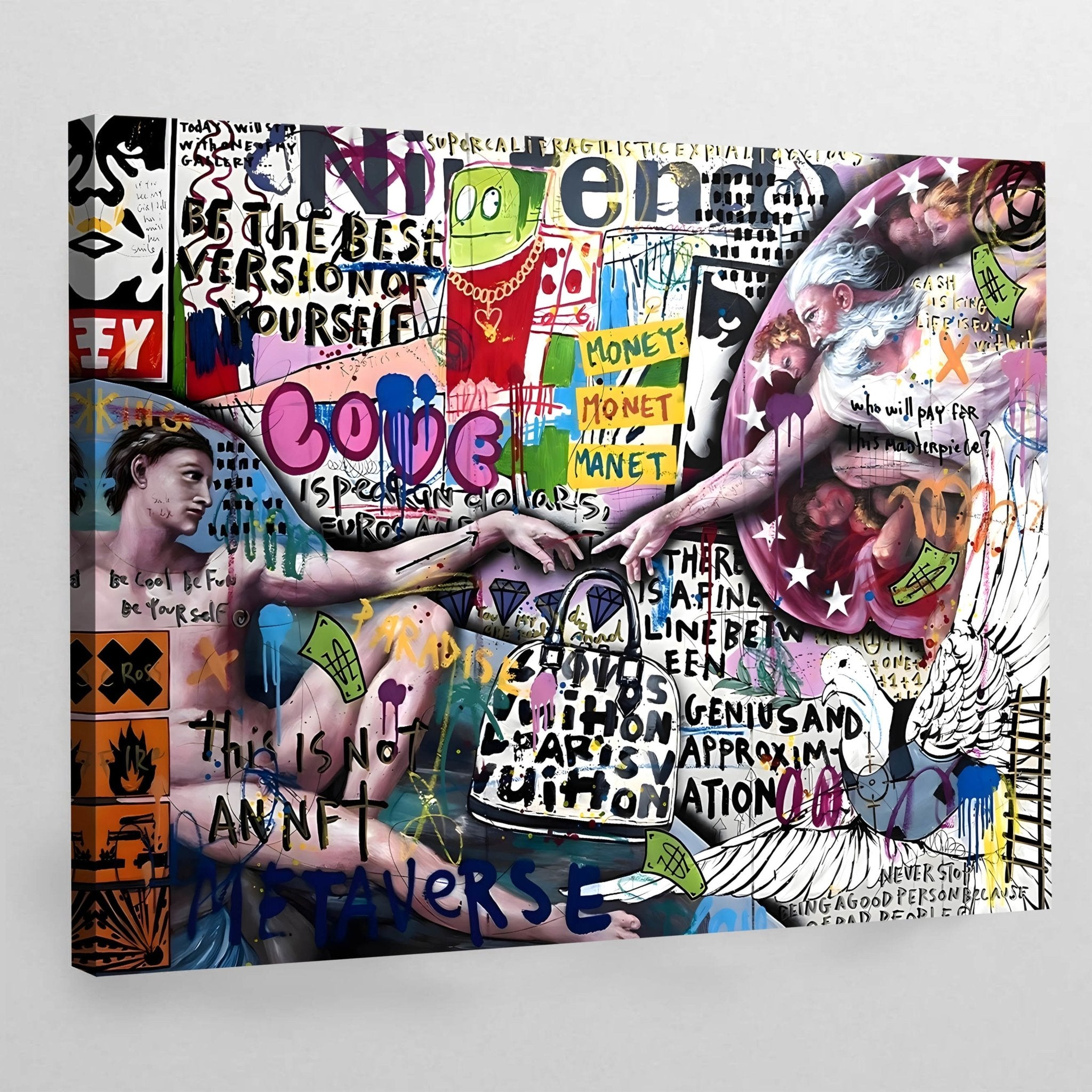 Creation Of Adam Graffiti Wall Art - Luxury Art Canvas