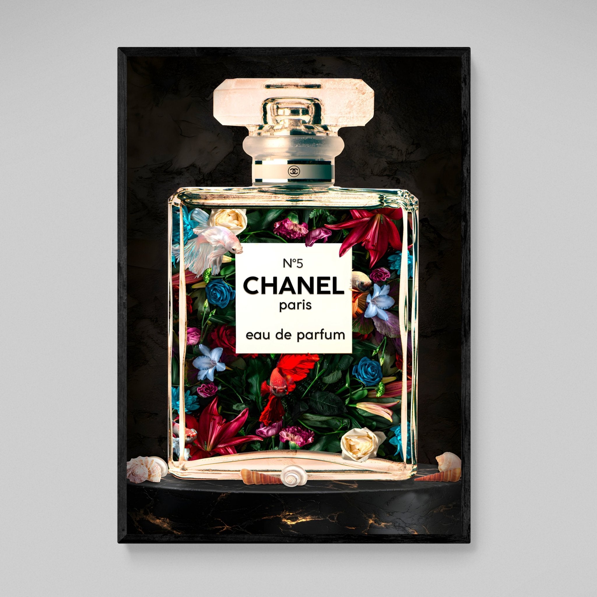 Flowers Chanel Perfume Wall Art - Luxury Art Canvas