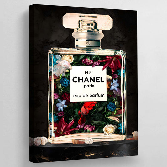 Flowers Chanel Perfume Wall Art - Luxury Art Canvas