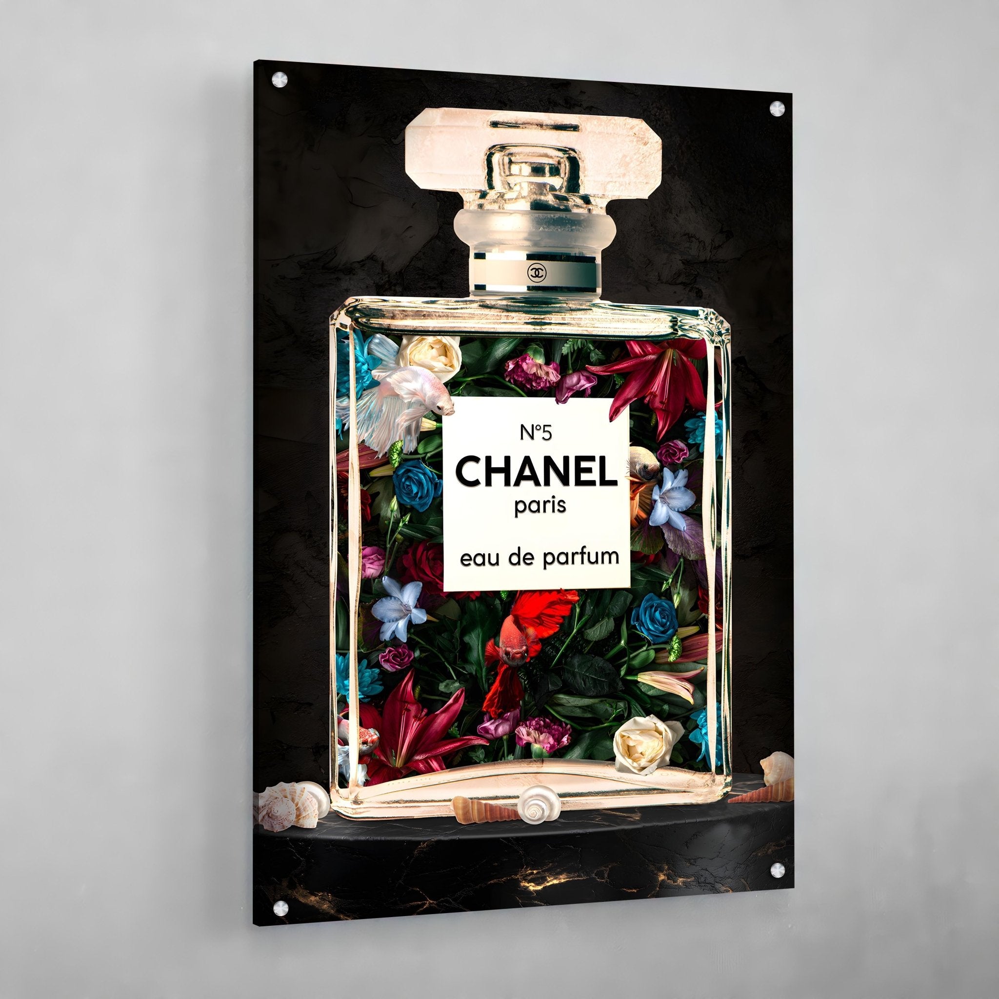 Flowers Chanel Perfume Wall Art - Luxury Art Canvas