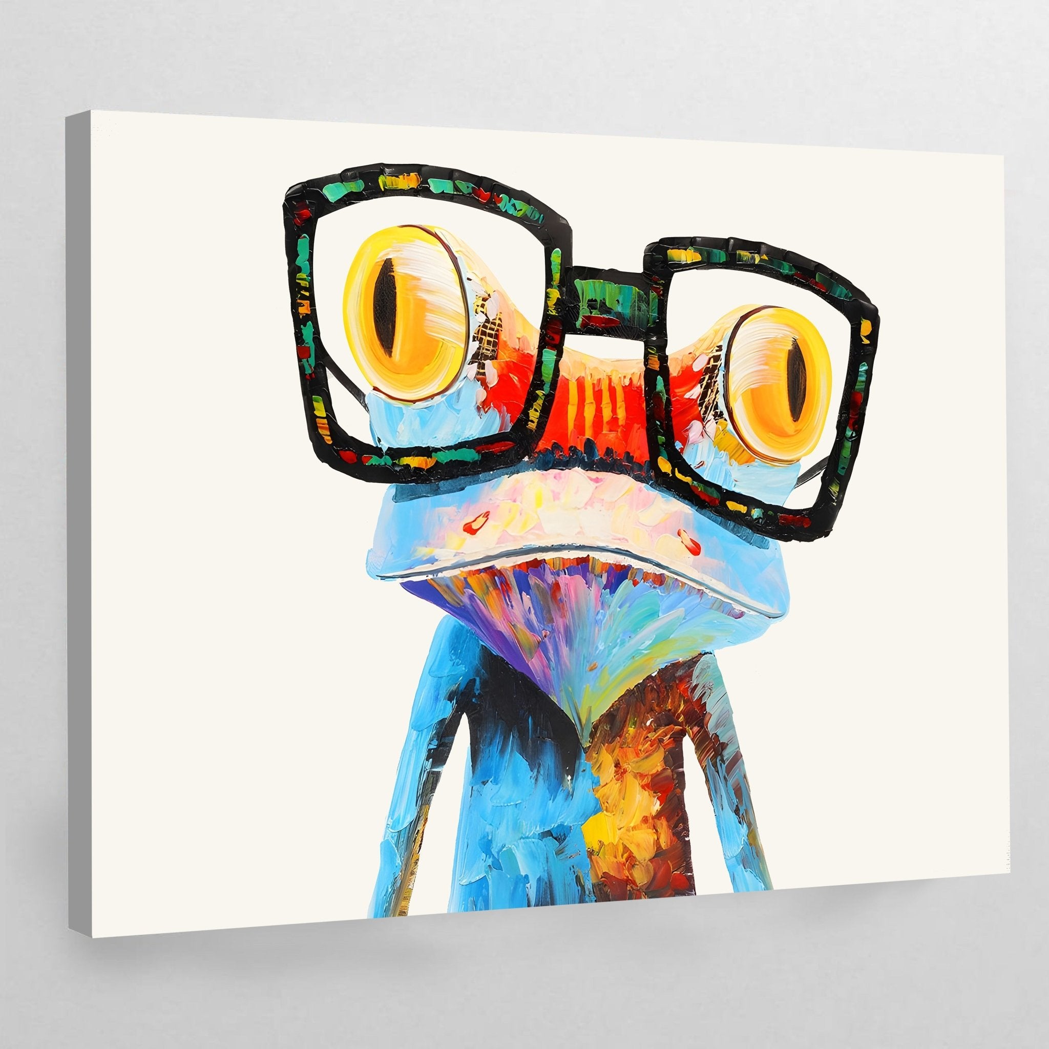 Frog With Glasses - Luxury Art Canvas