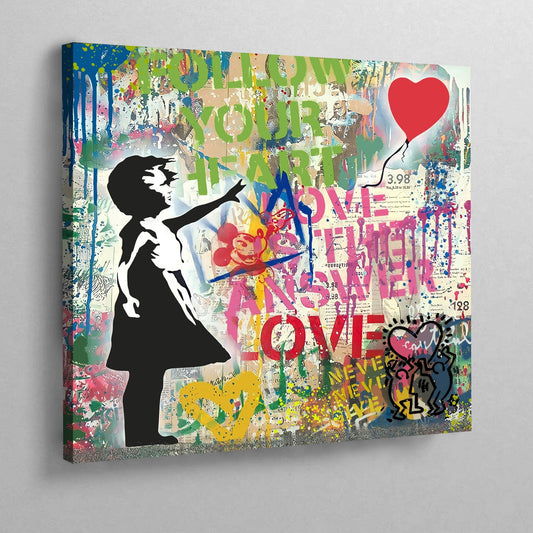 Girl With Balloon Banksy Graffiti Wall Art - Luxury Art Canvas