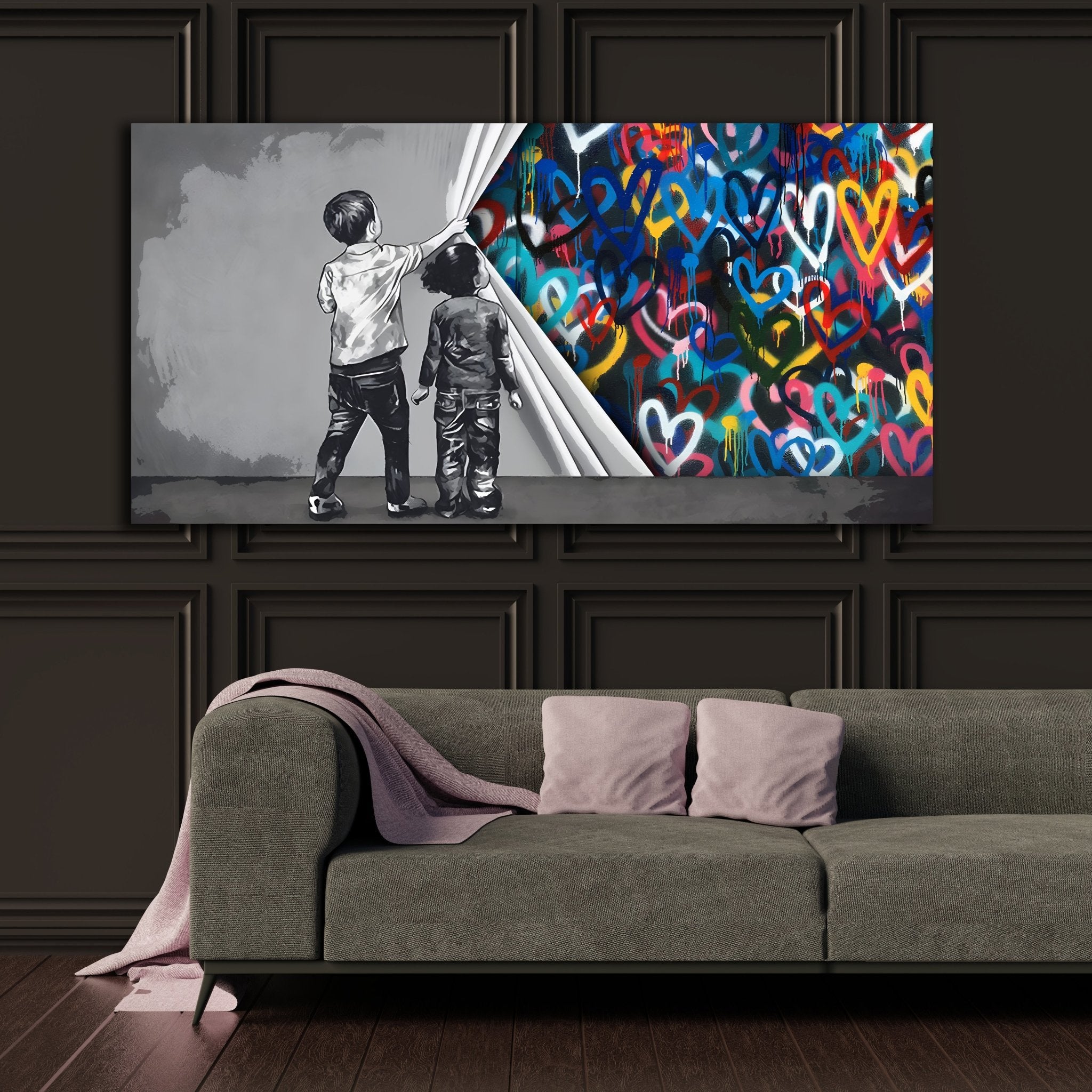 Hearts Graffiti Wall Art - Luxury Art Canvas