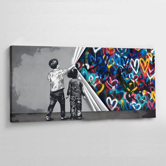 Hearts Graffiti Wall Art - Luxury Art Canvas