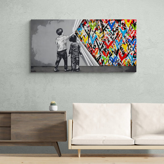 Hearts Graffitis Wall Art - Luxury Art Canvas