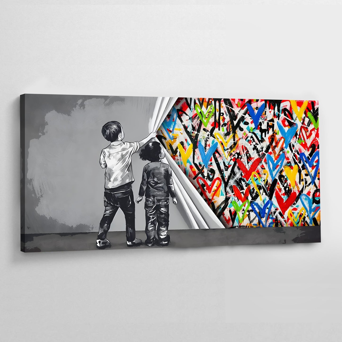 Hearts Graffitis Wall Art - Luxury Art Canvas
