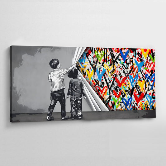 Hearts Graffitis Wall Art - Luxury Art Canvas
