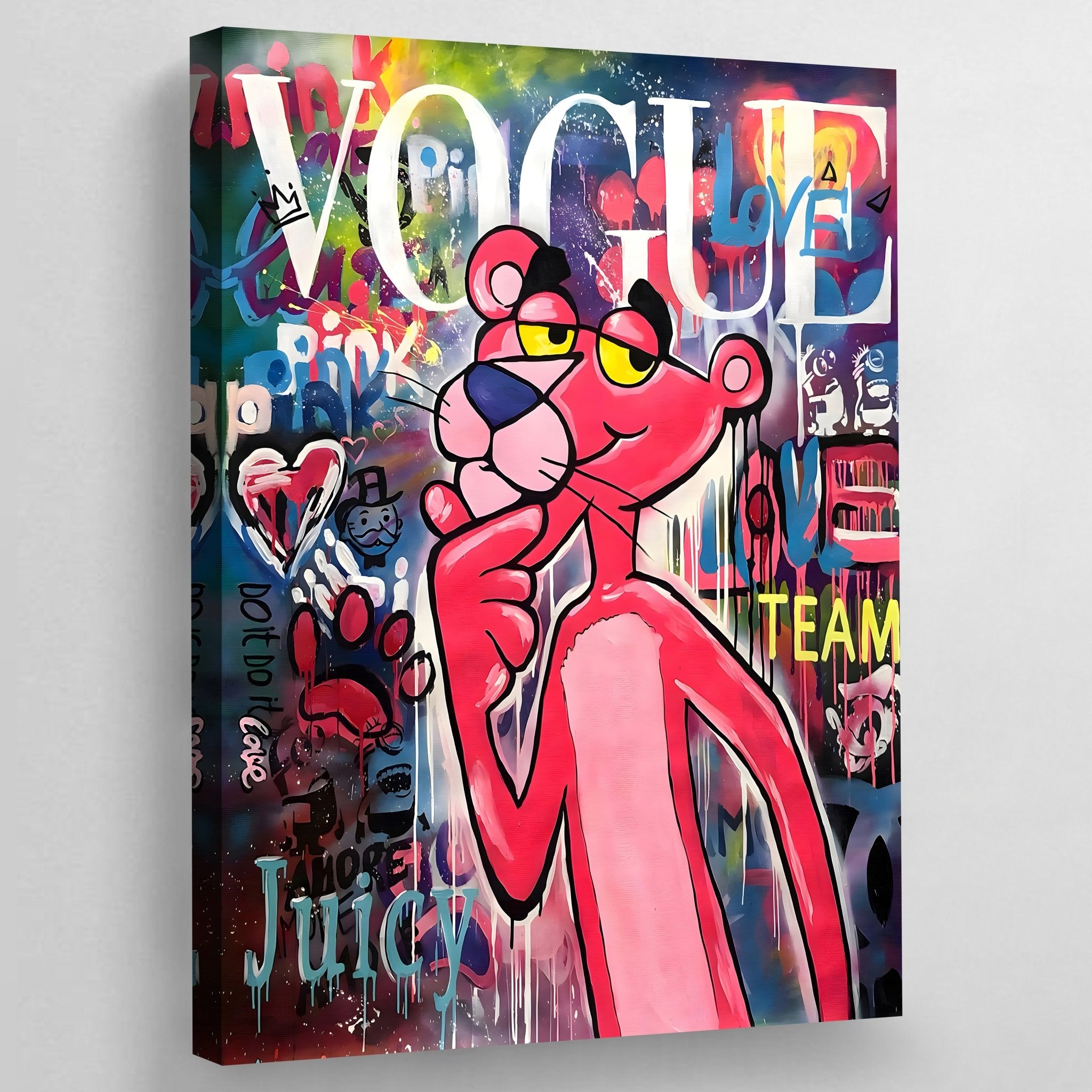 Pink Graffiti Wall Art - Luxury Art Canvas