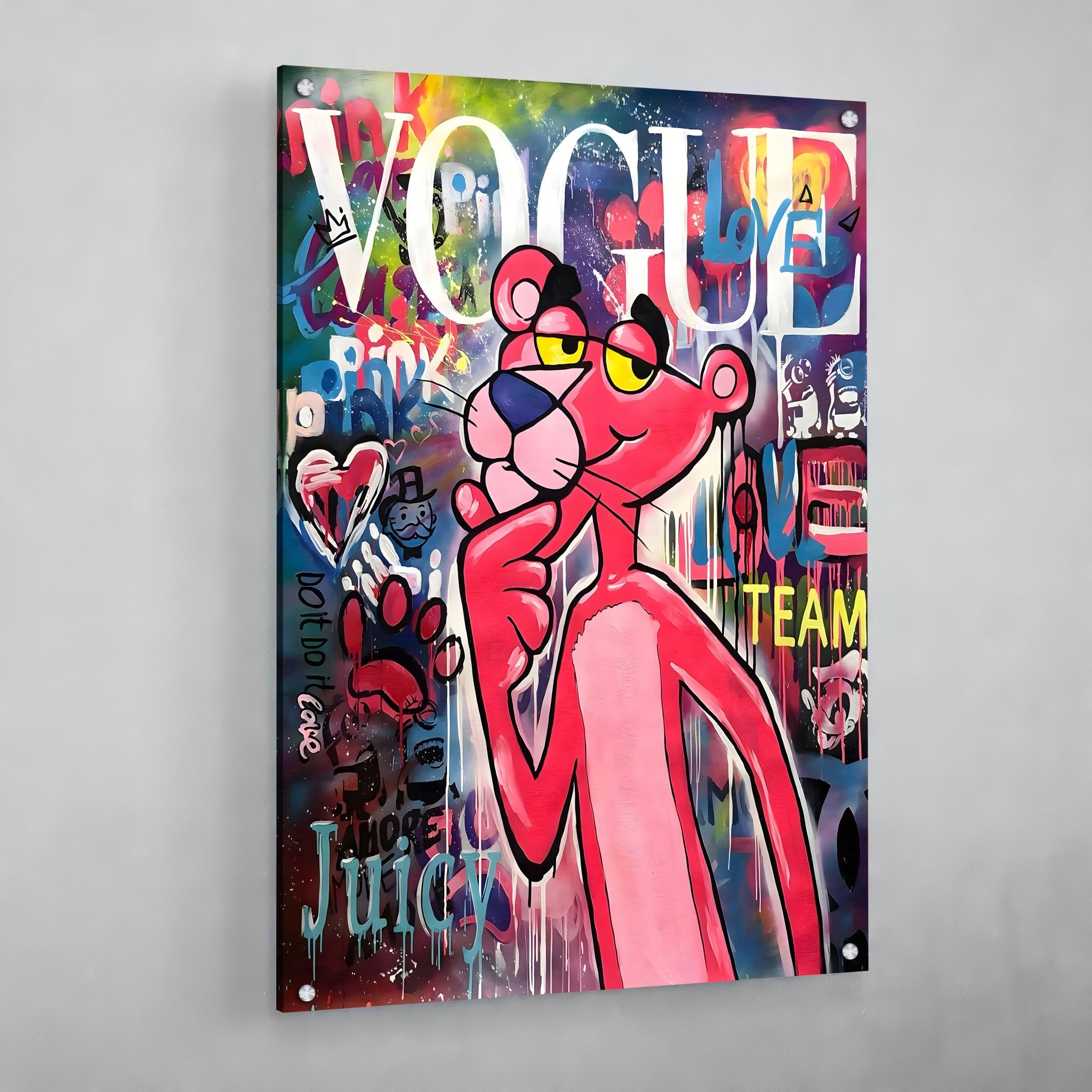 Pink Graffiti Wall Art - Luxury Art Canvas