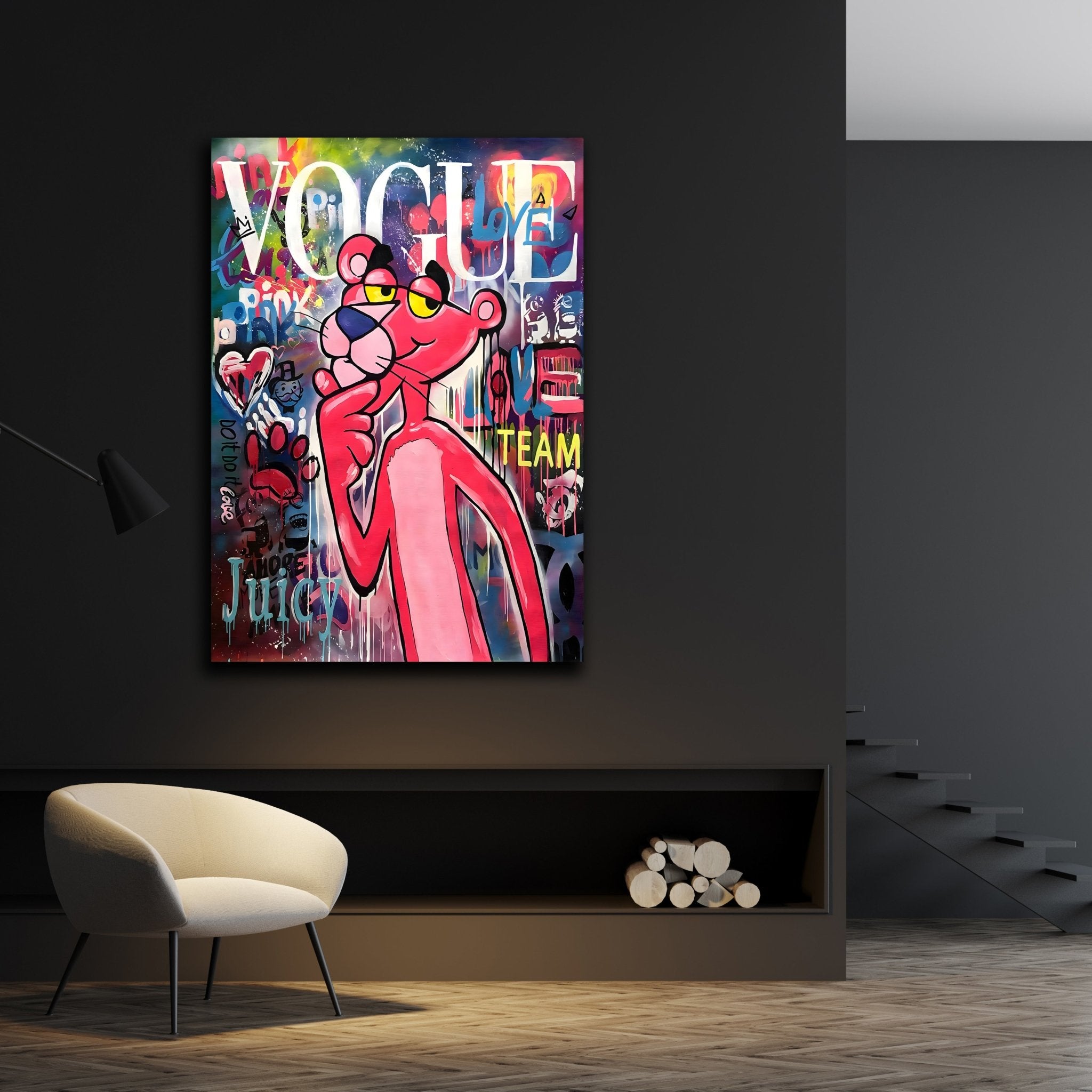 Pink Graffiti Wall Art - Luxury Art Canvas