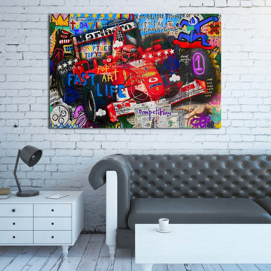 Racing Graffiti Wall Art - Luxury Art Canvas