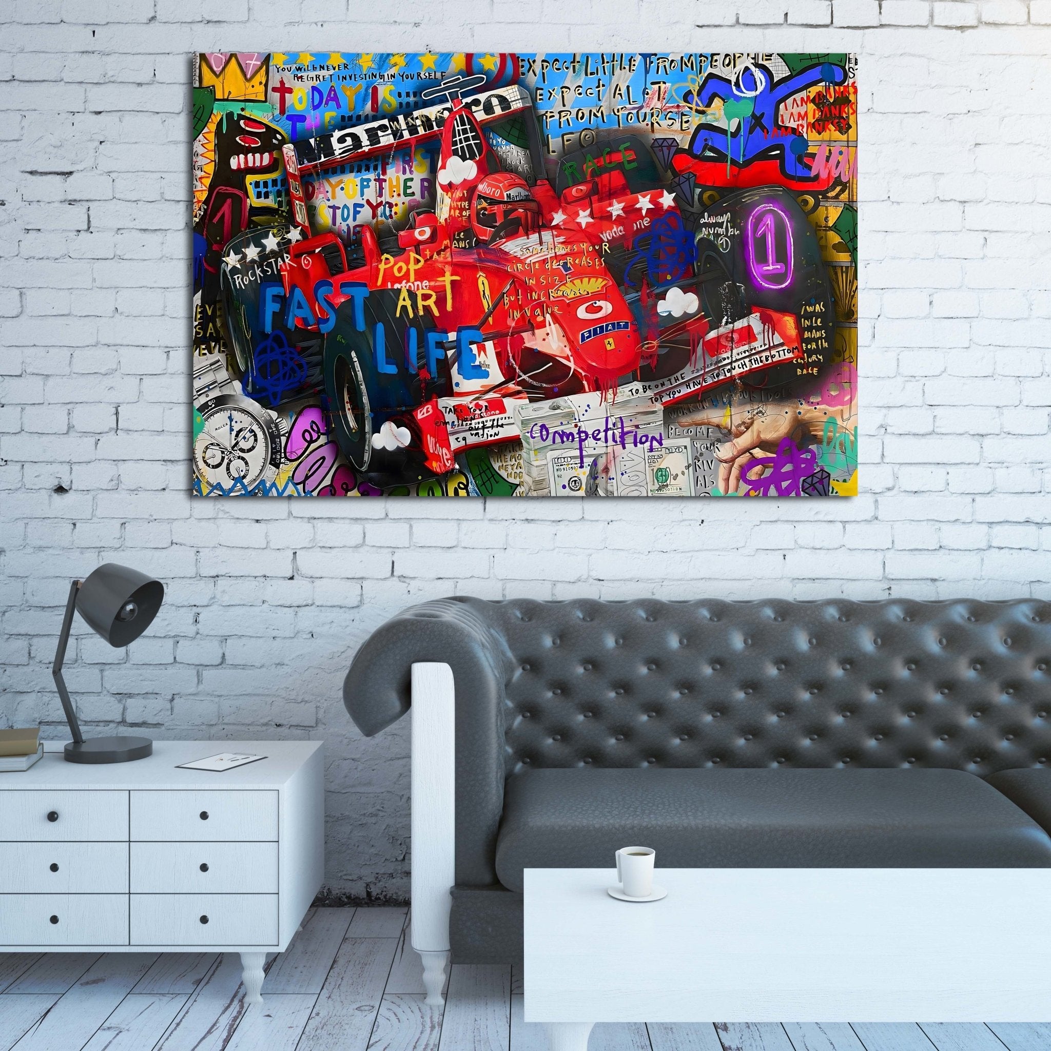 Racing Graffiti Wall Art - Luxury Art Canvas