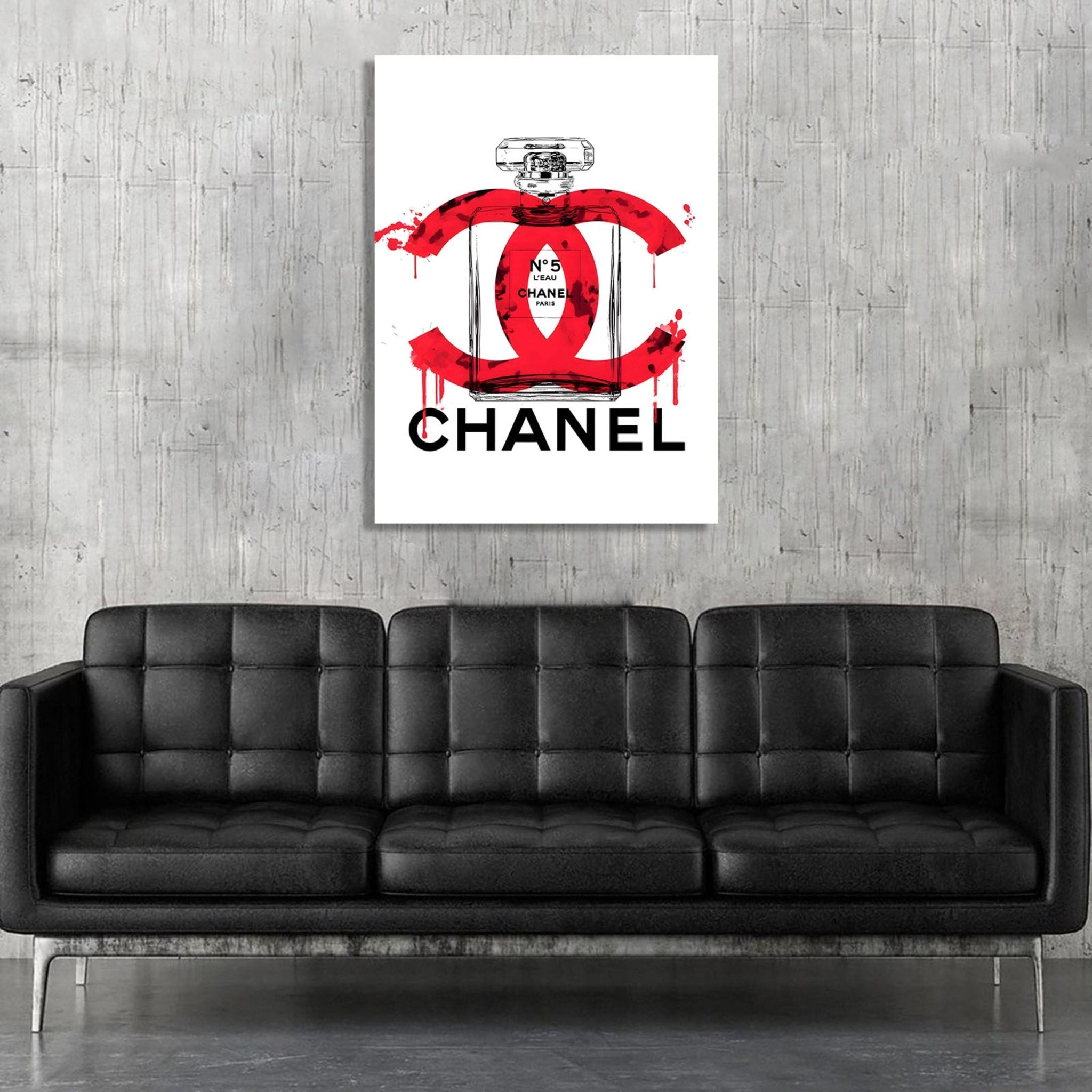 Red Chanel Perfume Wall Art - Luxury Art Canvas