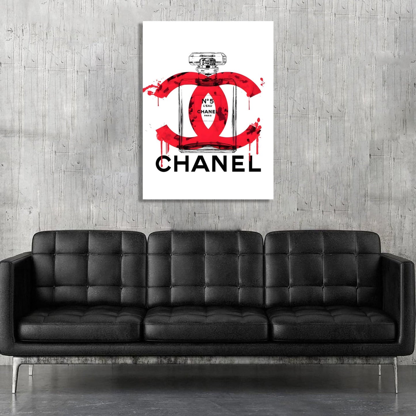 Red Chanel Perfume Wall Art - Luxury Art Canvas