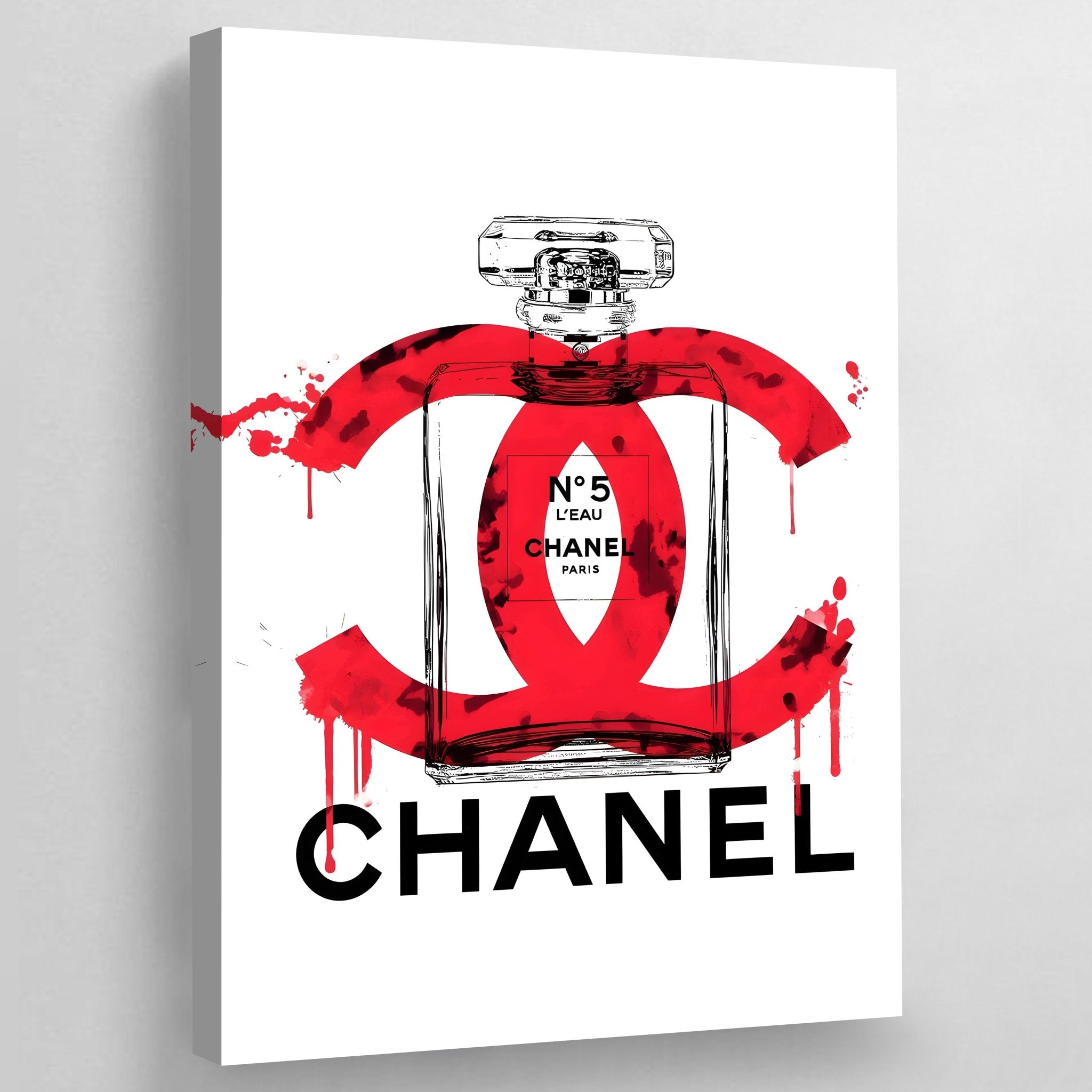 Red Chanel Perfume Wall Art Luxury Art Canvas - Main Image