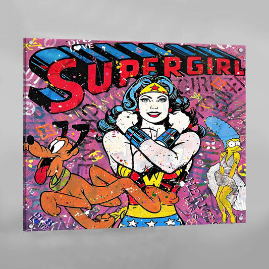 Supergirl Pop Art Canvas - Luxury Art Canvas