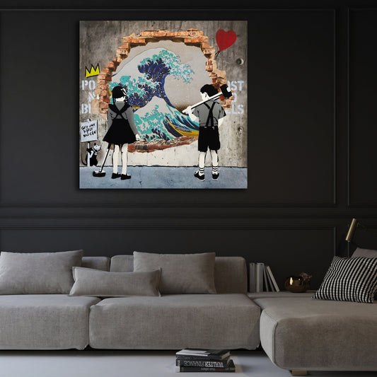 The Great Wave Graffiti Wall Art - Luxury Art Canvas