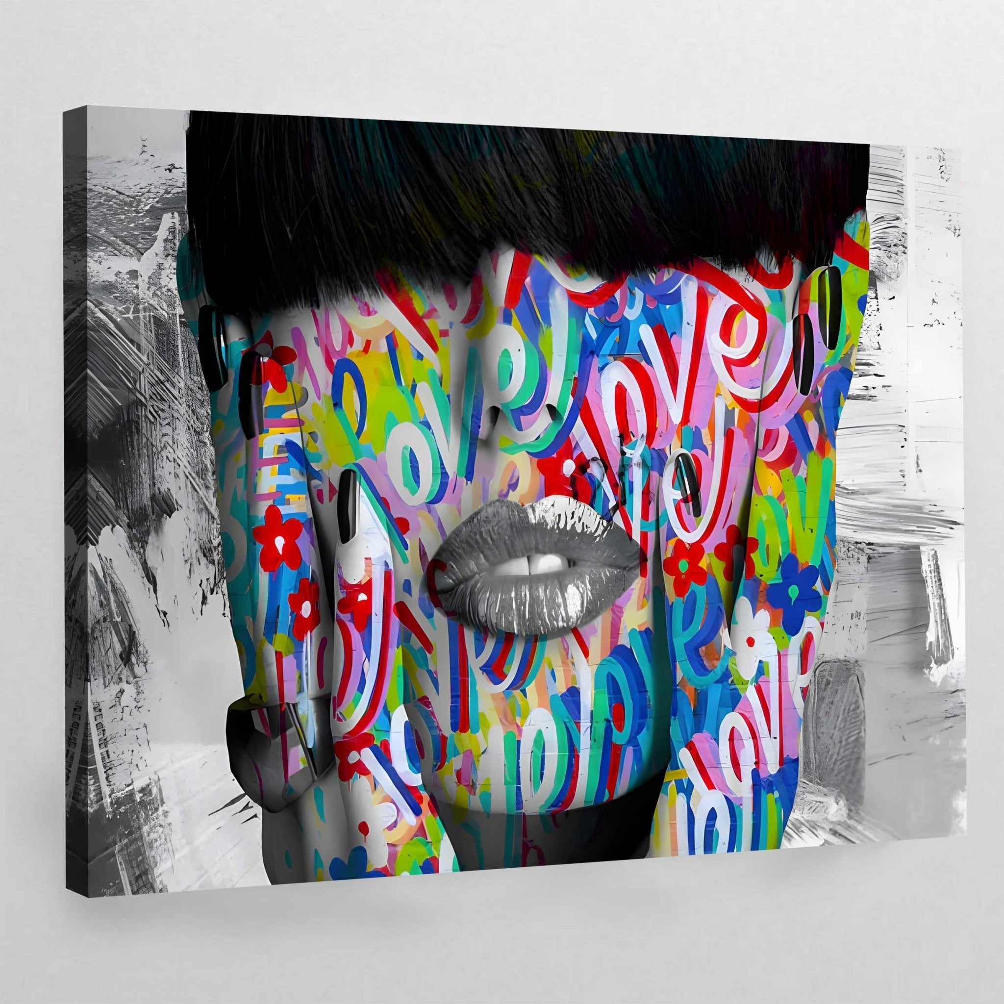 Women Face Graffiti Wall Art - Luxury Art Canvas