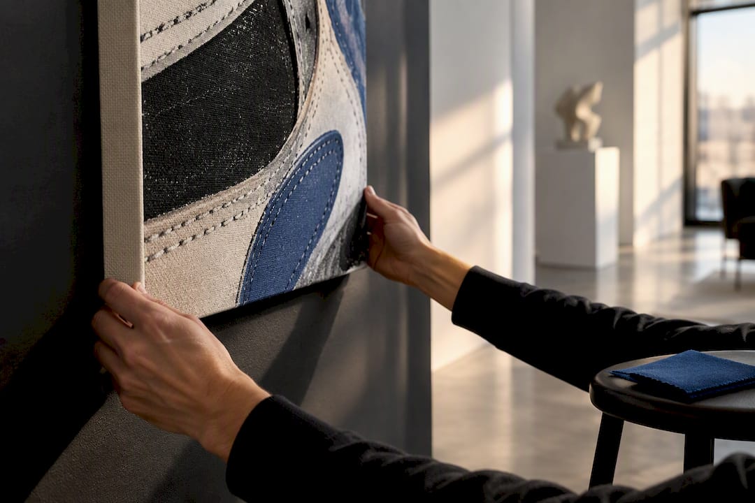 Cropped sneaker artwork in dramatic studio light