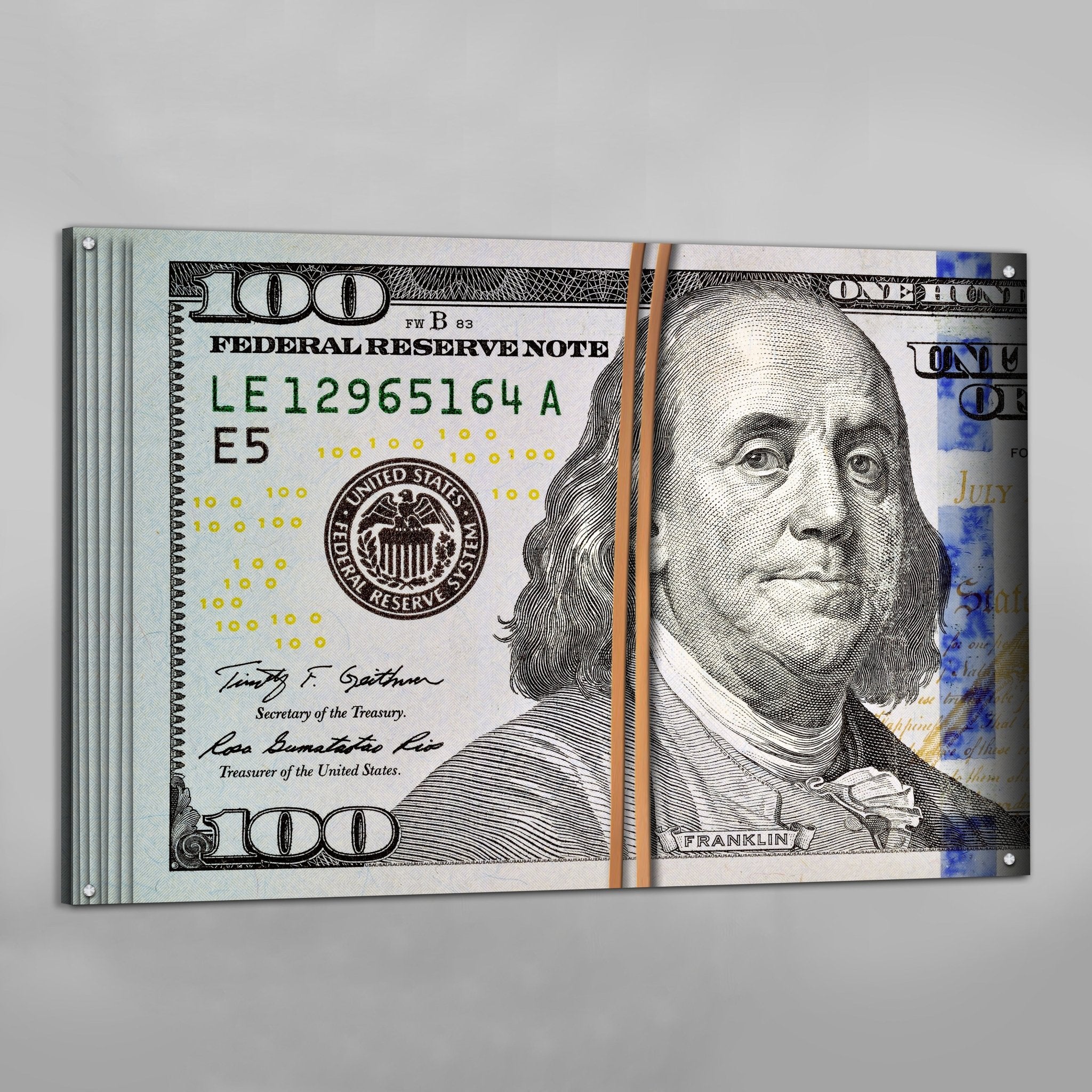 100 Dollar Bill Wall Art - Luxury Art Canvas