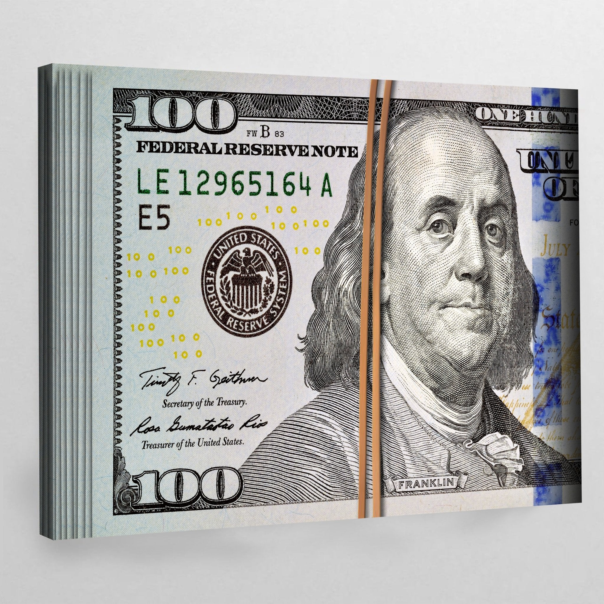 100 Dollar Bill Wall Art - Luxury Art Canvas