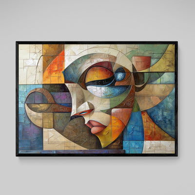 Abstract Female Portrait Cubism Wall Art - Luxury Art Canvas