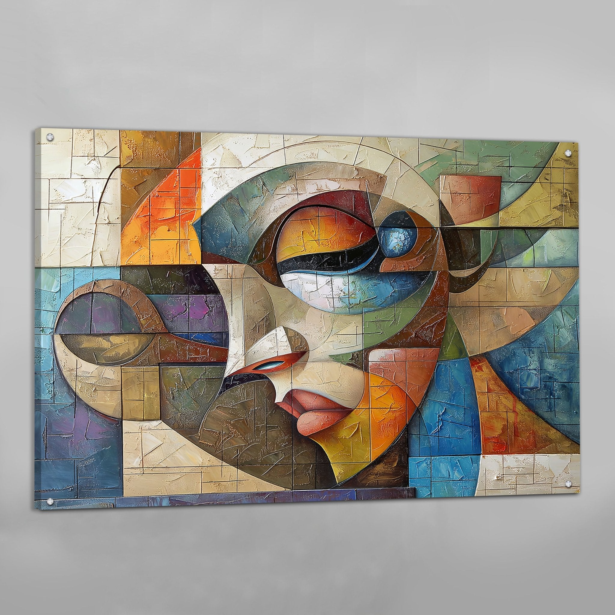 Abstract Female Portrait Cubism Wall Art - Luxury Art Canvas
