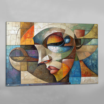 Abstract Female Portrait Cubism Wall Art - Luxury Art Canvas
