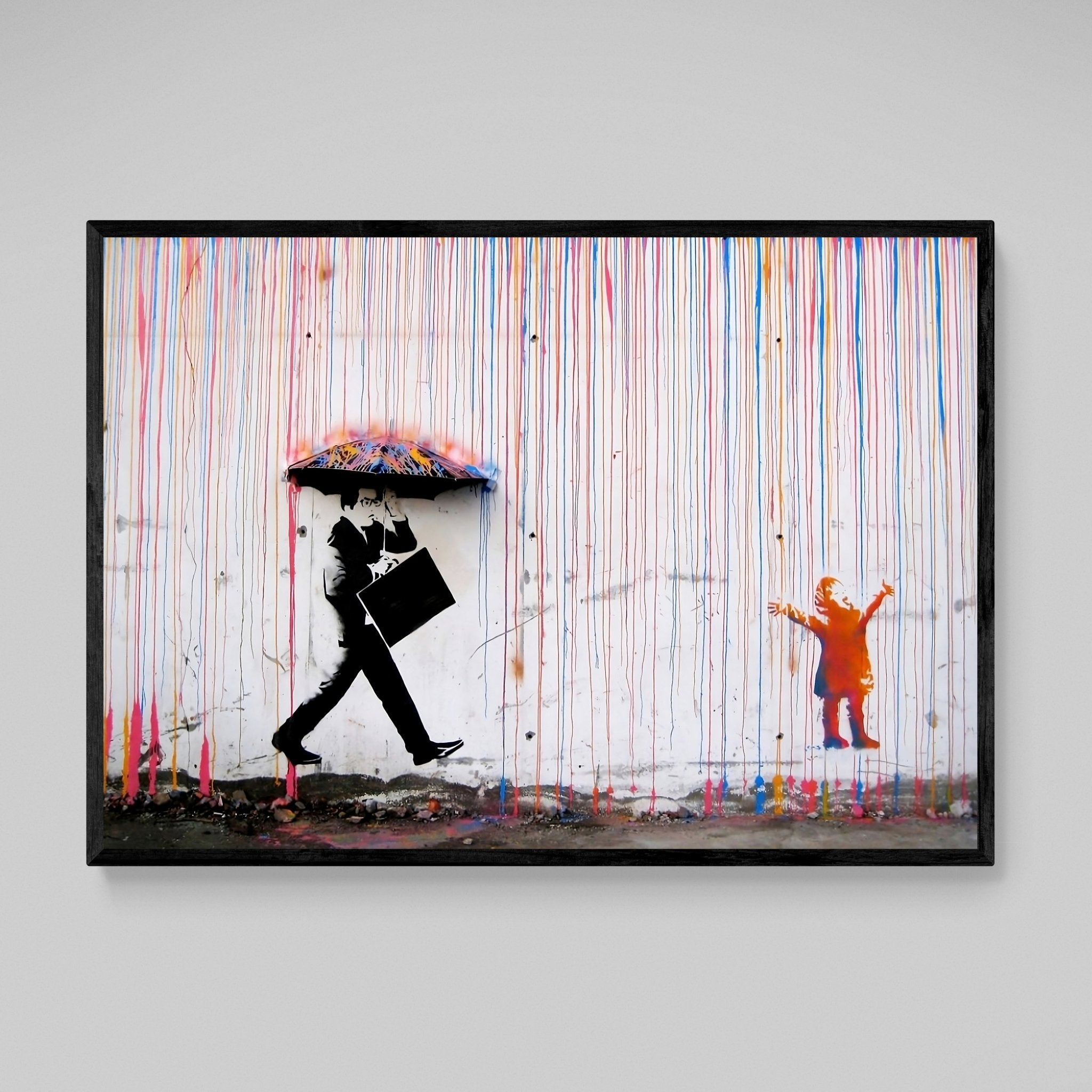 Banksy Colorful Rain Wall Art - Luxury Art Canvas