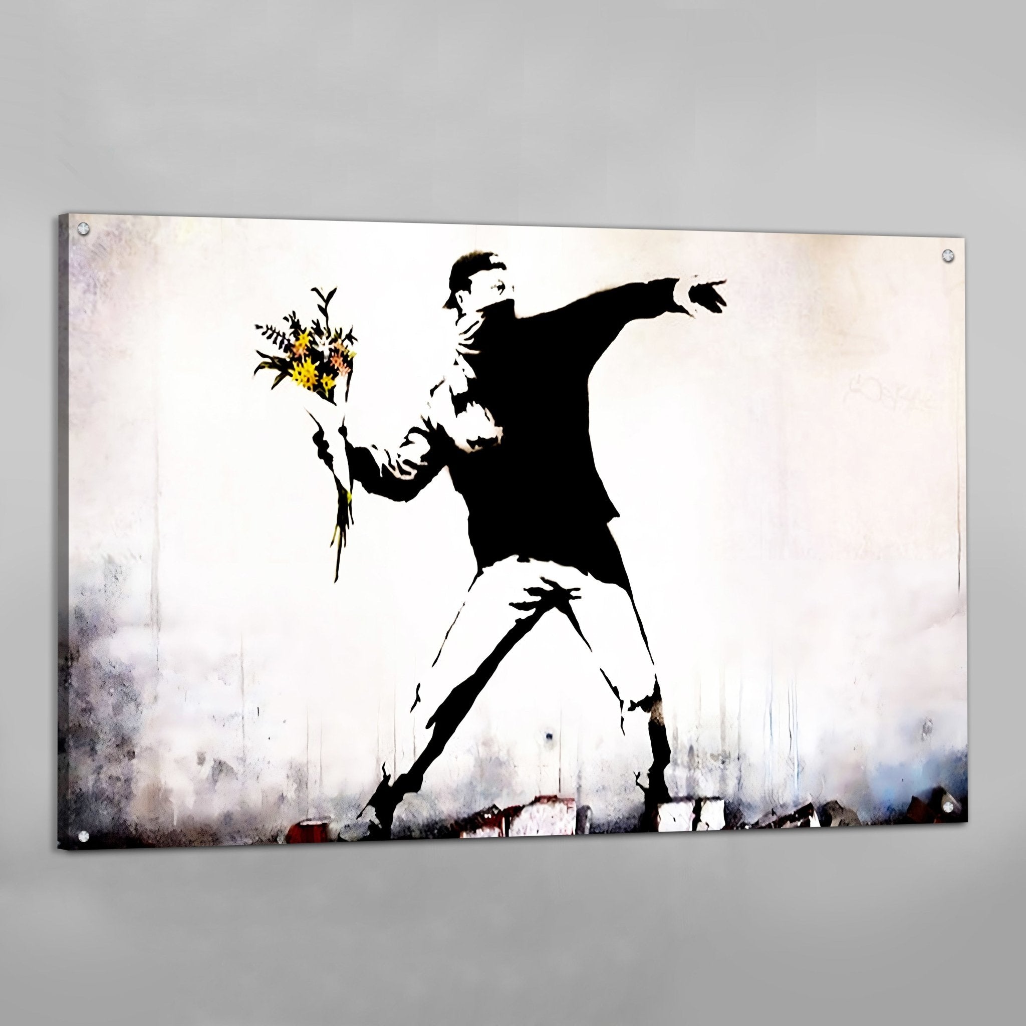 Banksy Flower Thrower Wall Art - Luxury Art Canvas