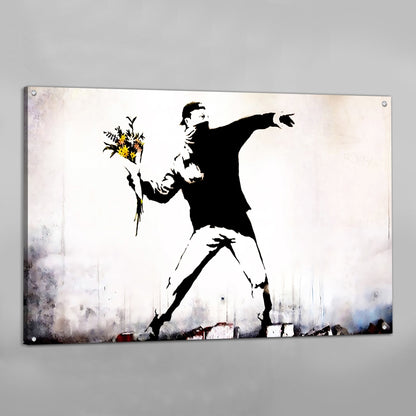 Banksy Flower Thrower Wall Art - Luxury Art Canvas