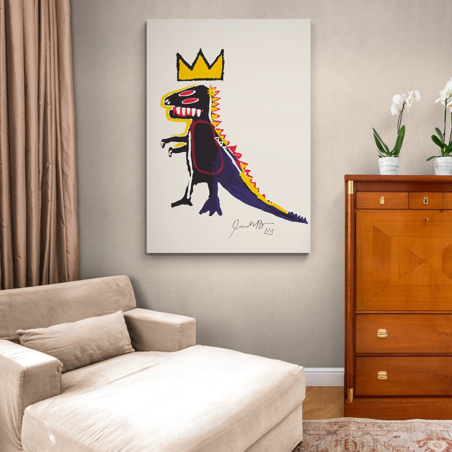 Basquiat Dinosaur Wall Art - Luxury Art Canvas