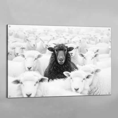 Black Sheep Among White Sheep Wall Art - Luxury Art Canvas