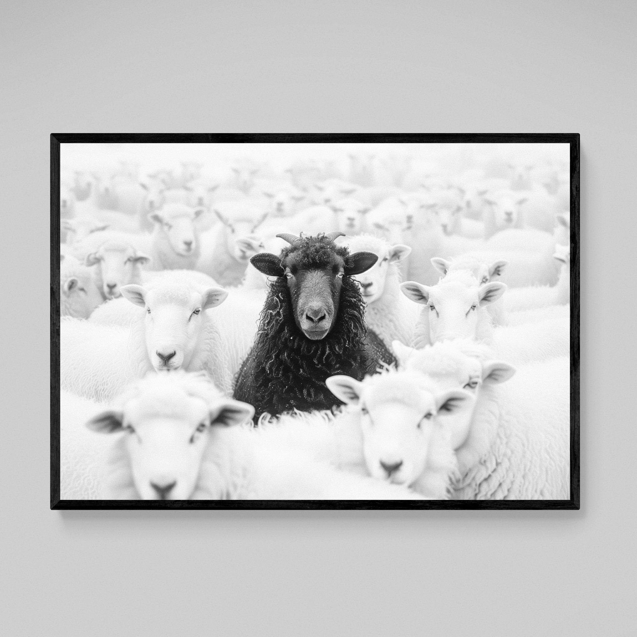 Black Sheep Among White Sheep Wall Art - Luxury Art Canvas
