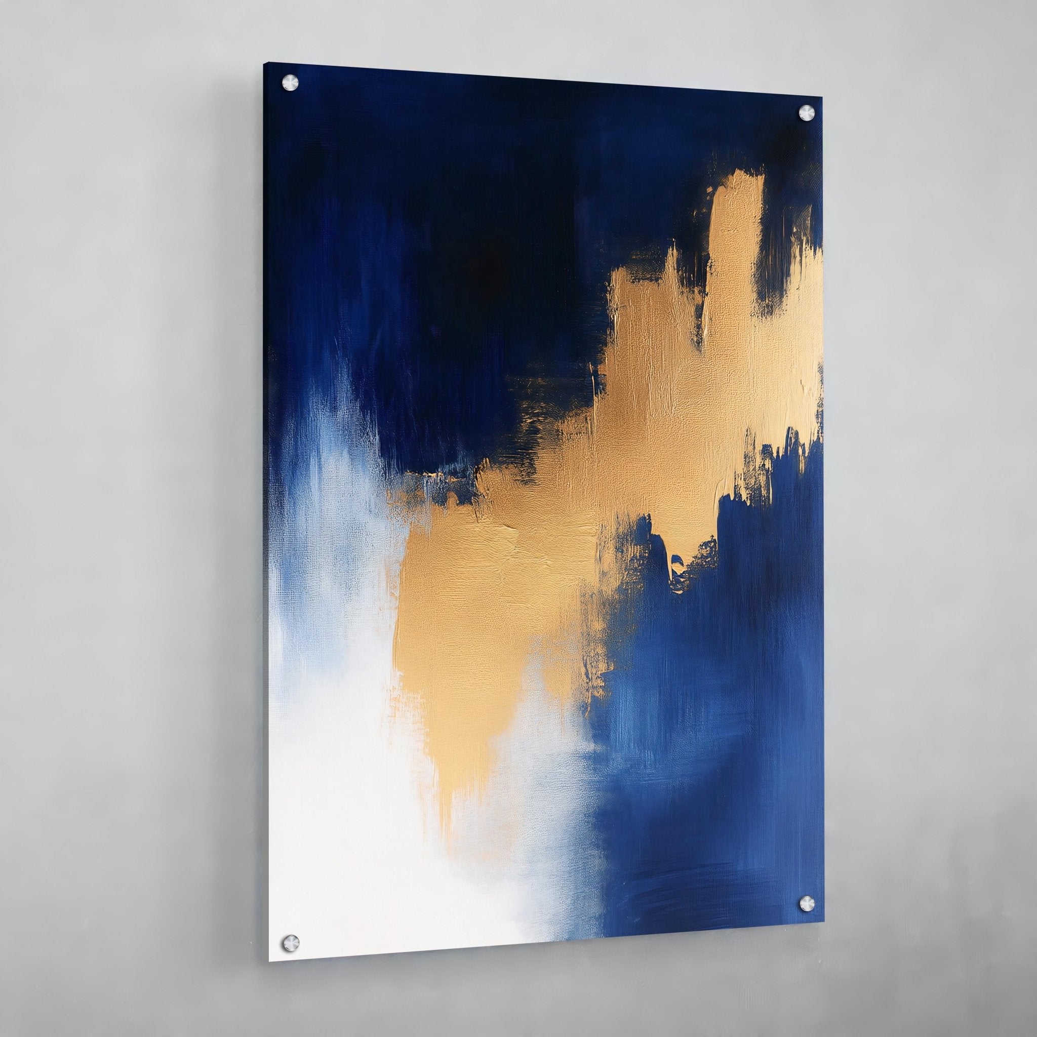 Blue and Gold Abstract Wall Art - Luxury Art Canvas