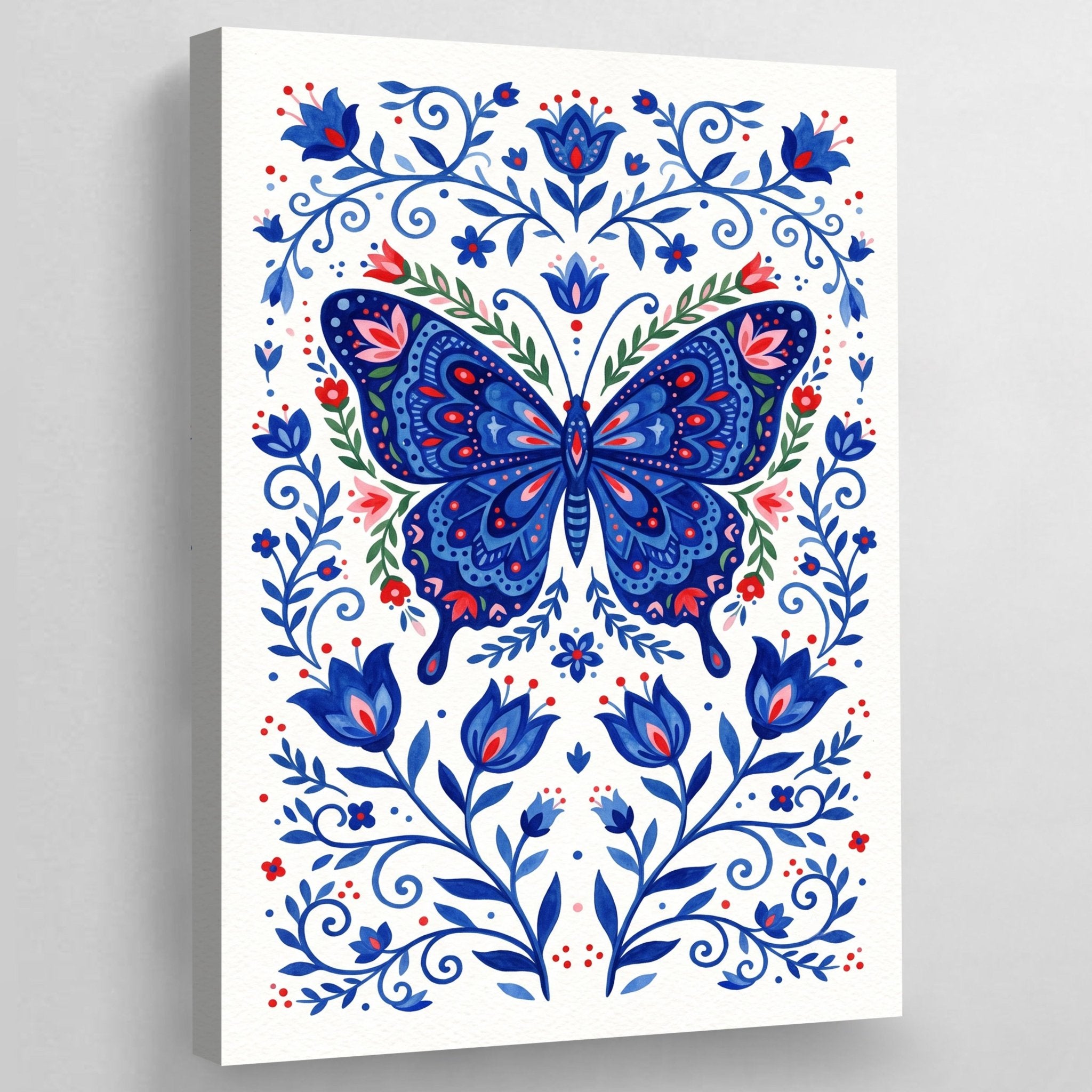 Blue Butterfly Scandinavian Wall Art - Luxury Art Canvas