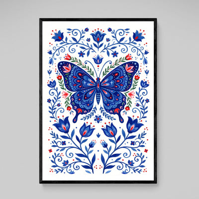 Blue Butterfly Scandinavian Wall Art - Luxury Art Canvas