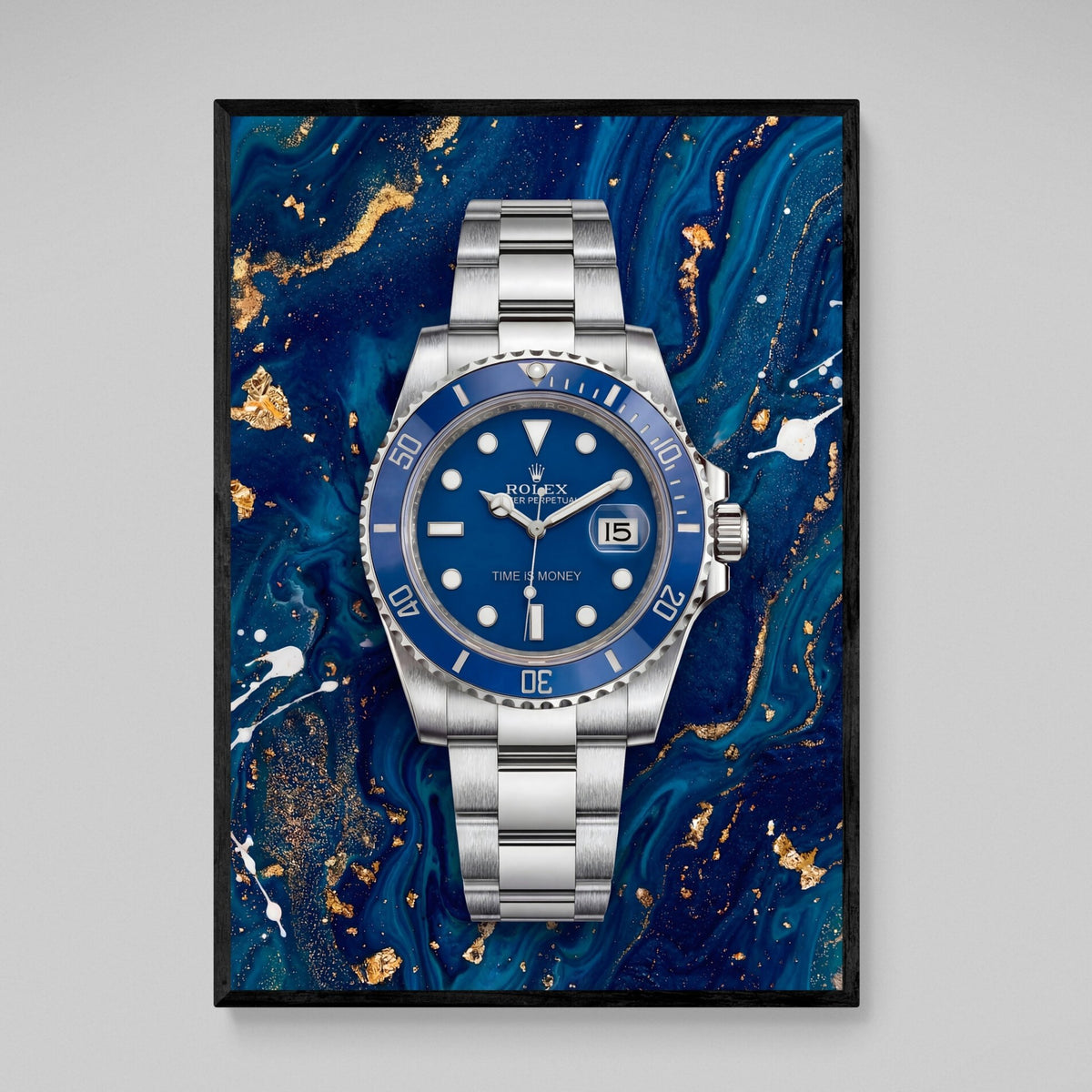Blue Gold Rolex Wall Art - Luxury Art Canvas