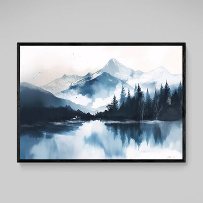Blue Mountain Scandinavian Wall Art - Luxury Art Canvas
