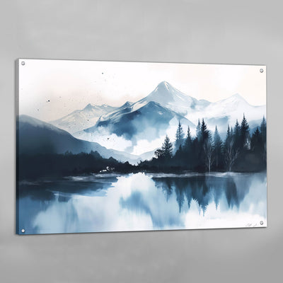 Blue Mountain Scandinavian Wall Art - Luxury Art Canvas