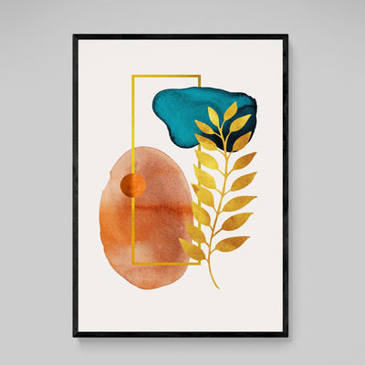 Botanical Teal Terracotta Scandinavian Wall Art - Luxury Art Canvas