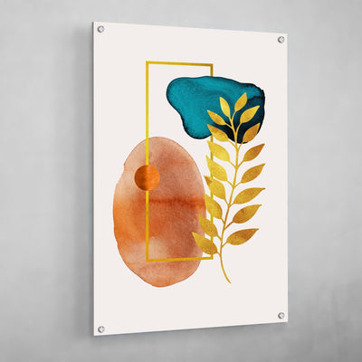 Botanical Teal Terracotta Scandinavian Wall Art - Luxury Art Canvas
