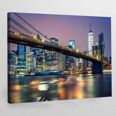 Brooklyn Bridge Night Lights New York Wall Art - Luxury Art Canvas